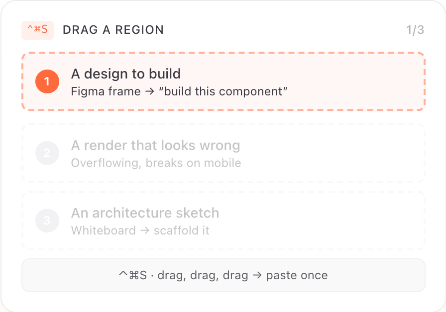 Verbative Shot — drag a screen region straight to your clipboard, stack several into one image; no Accessibility permission needed